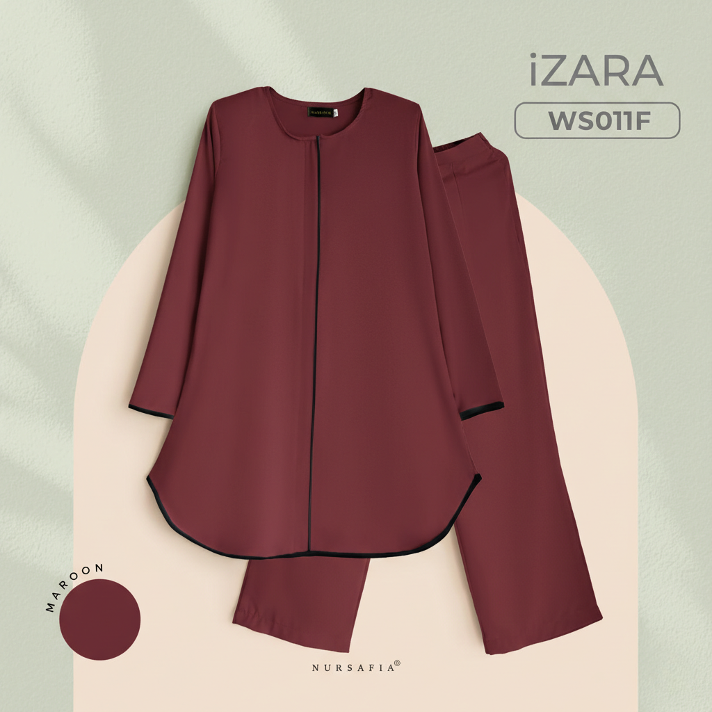 WS011F MAROON NURSAFIA SUIT IZARA