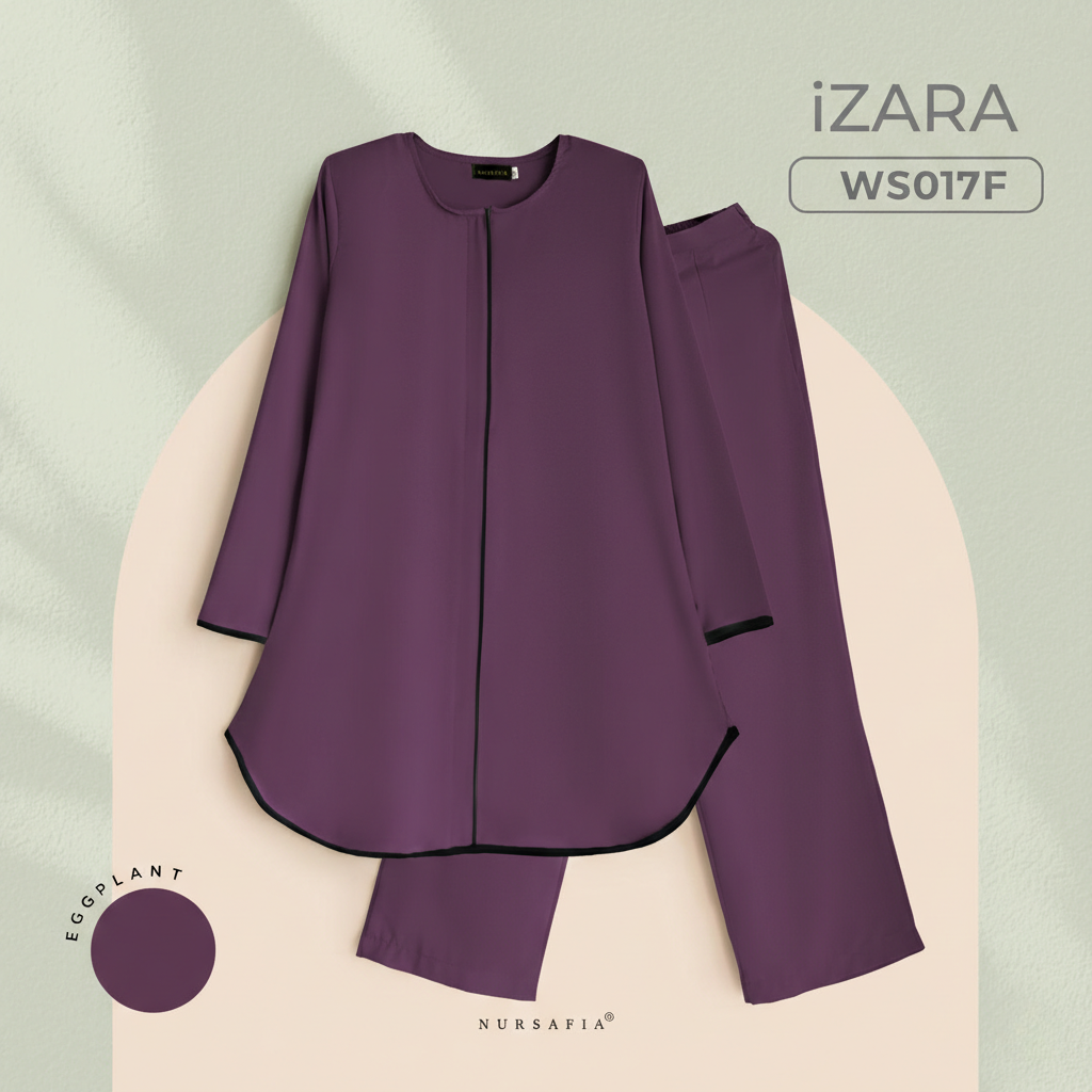 WS017F EGGPLANT NURSAFIA SUIT IZARA