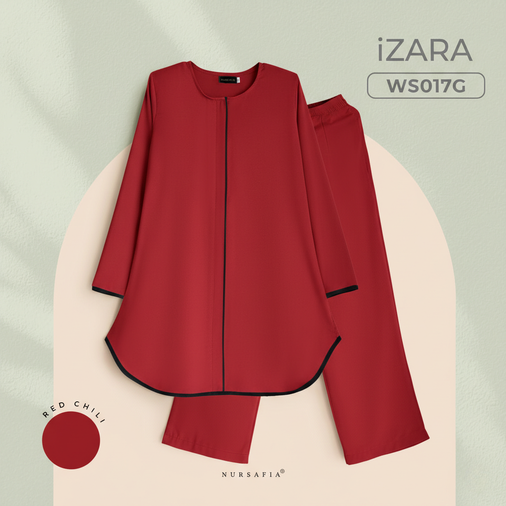 WS017G RED CHILI NURSAFIA SUIT IZARA