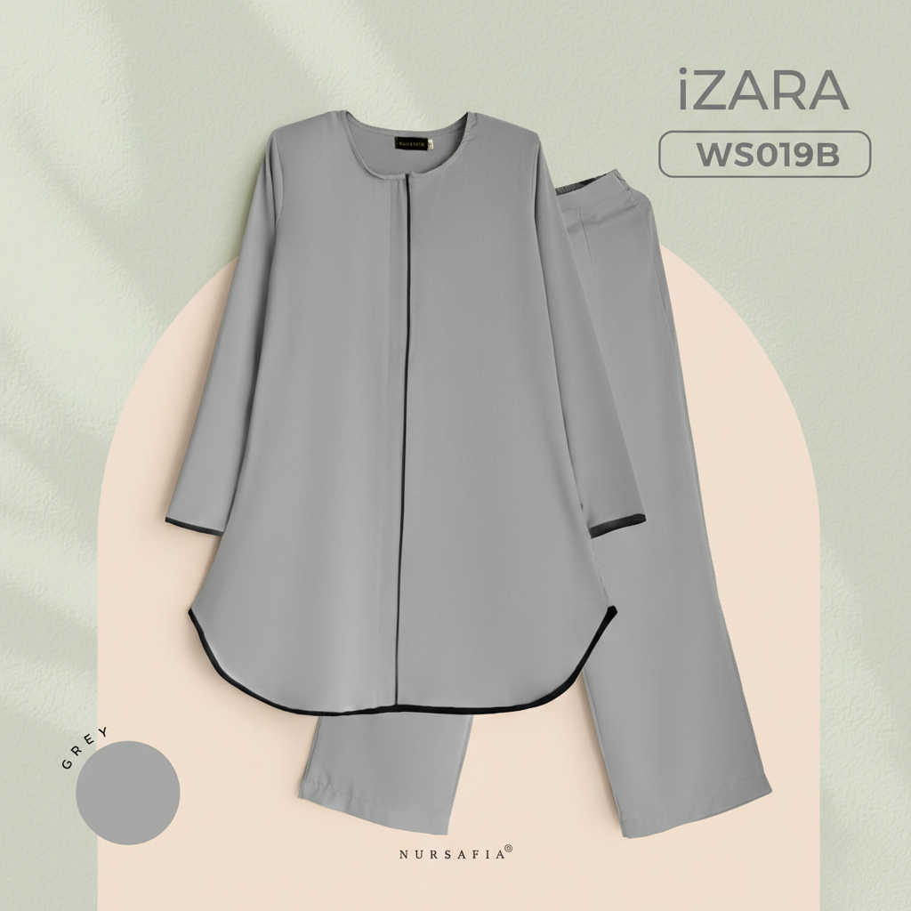WS019B GREY NURSAFIA SUIT IZARA