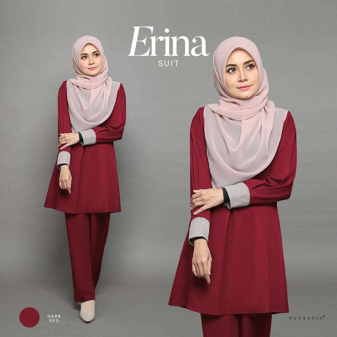 WS201D DARK RED NURSAFUA SUIT ERINA